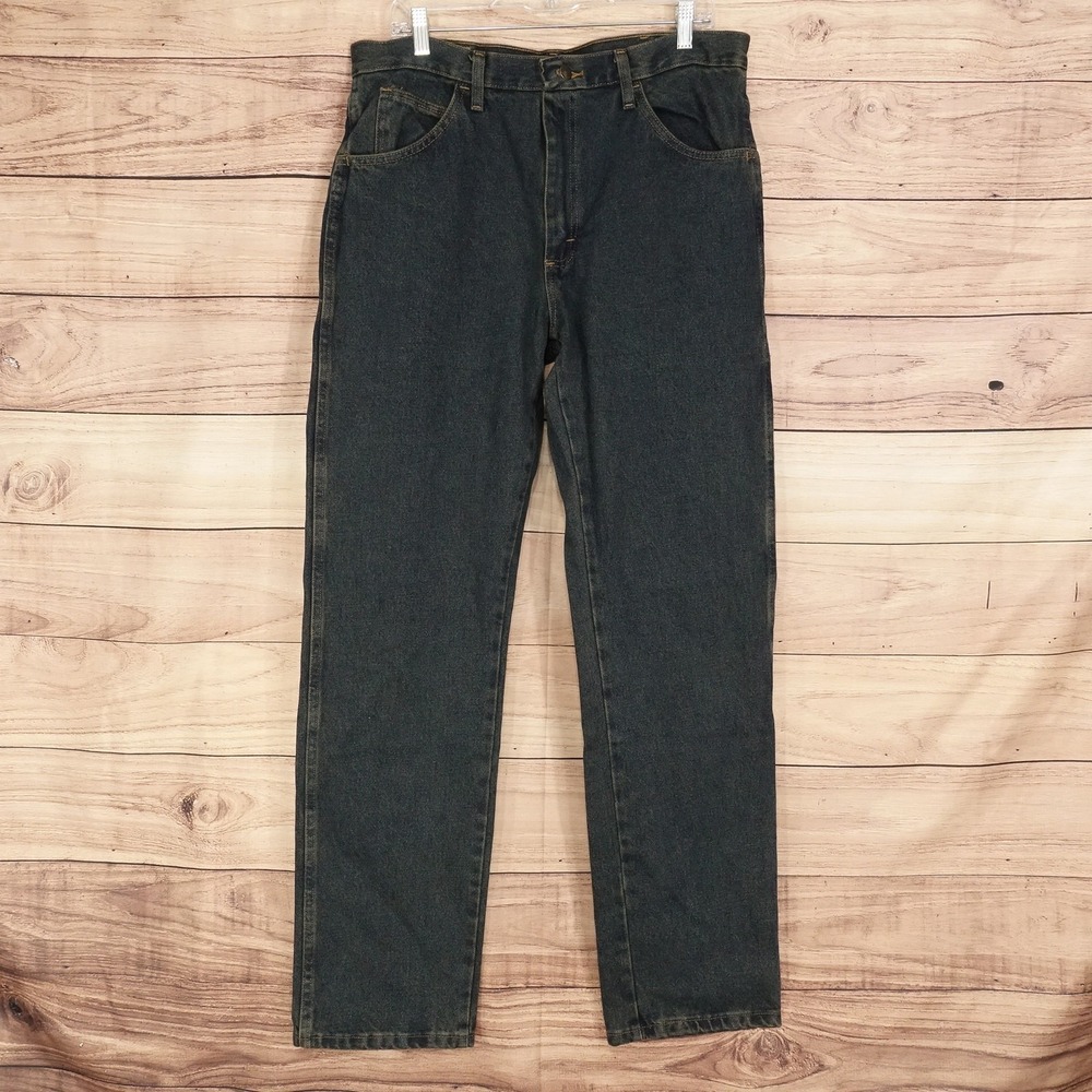 New! Rustler Classic Jeans Mens 34x34 Blue Dark Regular Fit Straight Denim Pants